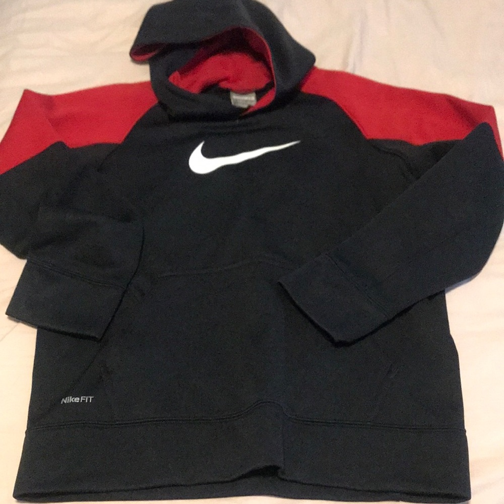 Nike dri fit hoodie black and red boys m